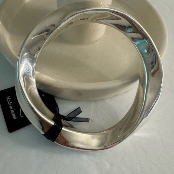 E&L Sterling Silver Bangle Statement Bracelet Israel Electroform Wavy D-2/5" - Picture 6 of 16